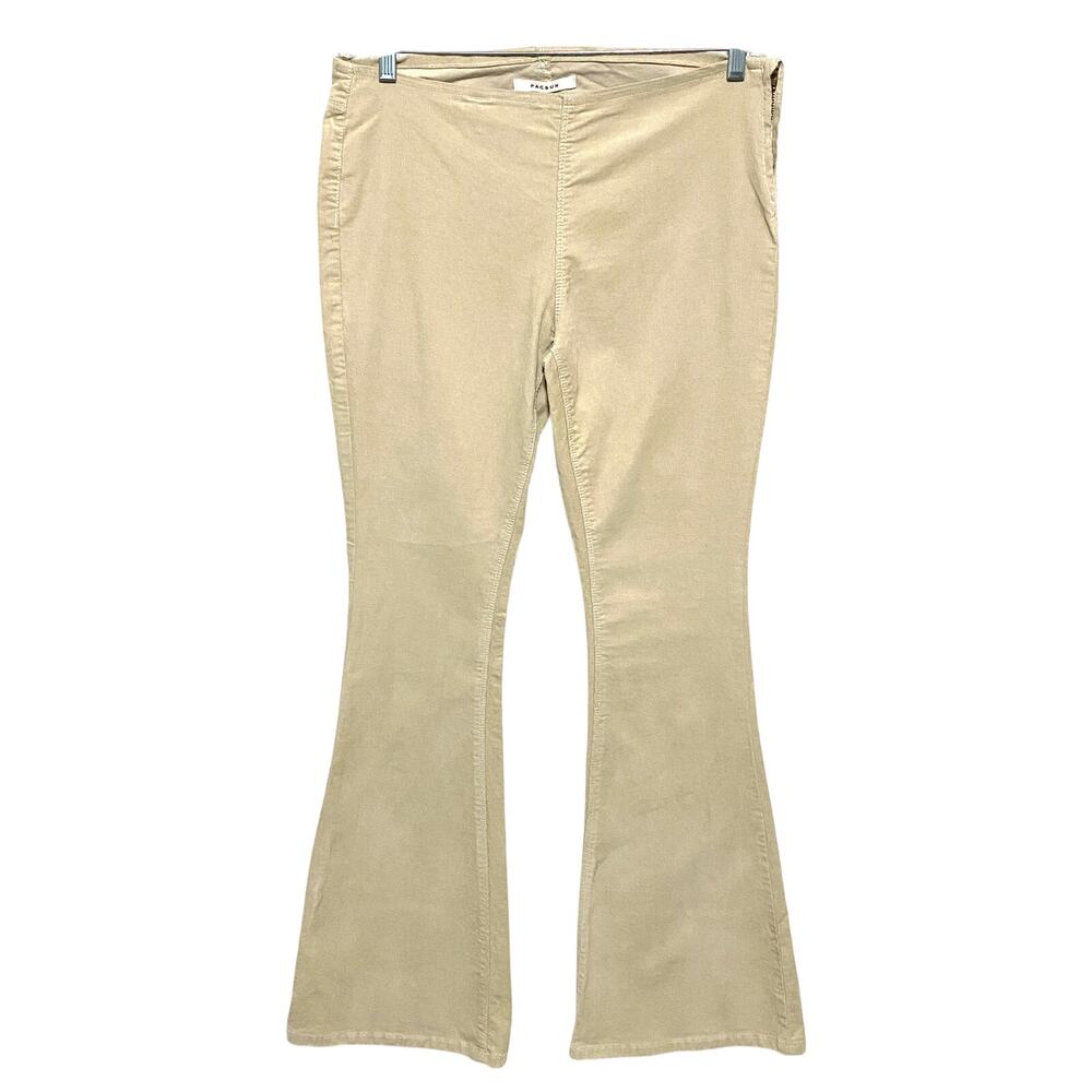 PacSun Low Rise Flare Corduroy Cement Khaki Pants Women 28 Pull On Retro Hippie
